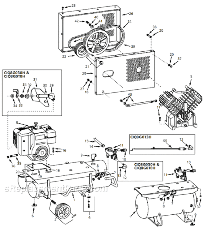 Page A Diagram and Parts List for CIQ8G0T0H 1998 Campbell Hausfeld Compressor